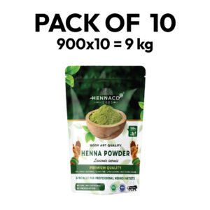 HENNACO BAQ Henna Powder 900gmx10 = 9Kg Combo Pack of 10