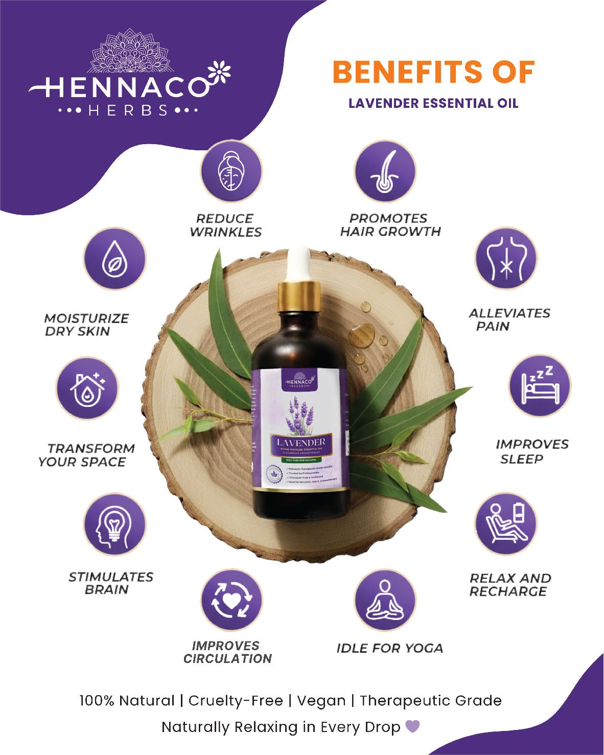 HENNACO LAVENDAR ESSENTIAL OIL 100ml - Image 2